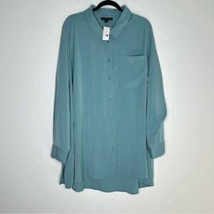 NWT Lane Bryant Button Up Blouse Pale Blue Size 28